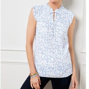 Talbots‎ Pintuck Yoke Shell Silhouette Garden Short Sleeve Blouse Sz LP